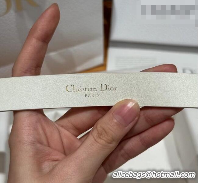 Shop Discount Dior Saddle Loop Belt 2cm in Smooth Leather with CD Pin Buckle DR031705 White/Gold 2026