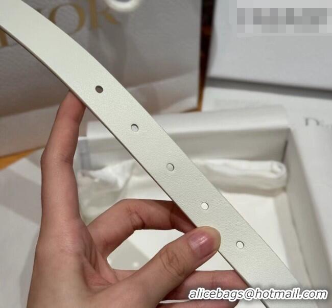 Shop Discount Dior Saddle Loop Belt 2cm in Smooth Leather with CD Pin Buckle DR031705 White/Gold 2026