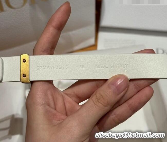 Shop Discount Dior Saddle Loop Belt 2cm in Smooth Leather with CD Pin Buckle DR031705 White/Gold 2026