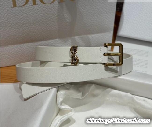 Shop Discount Dior Saddle Loop Belt 2cm in Smooth Leather with CD Pin Buckle DR031705 White/Gold 2026