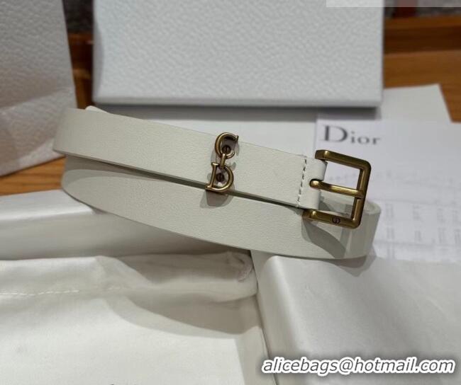 Shop Discount Dior Saddle Loop Belt 2cm in Smooth Leather with CD Pin Buckle DR031705 White/Gold 2026