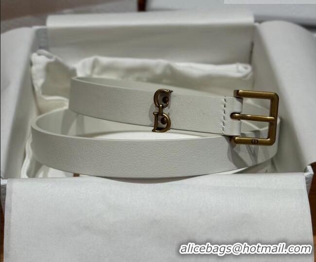 Shop Discount Dior Saddle Loop Belt 2cm in Smooth Leather with CD Pin Buckle DR031705 White/Gold 2026