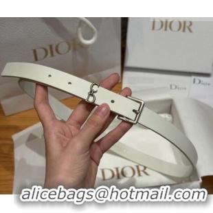 Top Design Dior Saddle Loop Belt 2cm in Smooth Leather with CD Pin Buckle DR031705 White/Silver 2026