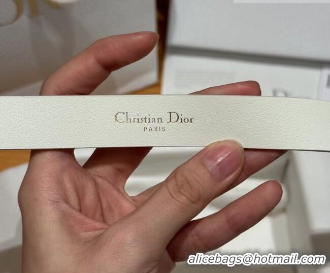 Top Design Dior Saddle Loop Belt 2cm in Smooth Leather with CD Pin Buckle DR031705 White/Silver 2026