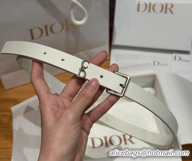 Top Design Dior Saddle Loop Belt 2cm in Smooth Leather with CD Pin Buckle DR031705 White/Silver 2026