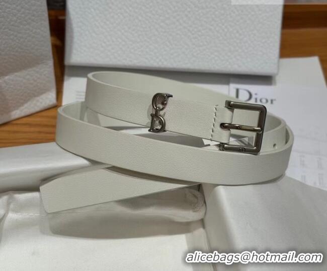 Top Design Dior Saddle Loop Belt 2cm in Smooth Leather with CD Pin Buckle DR031705 White/Silver 2026