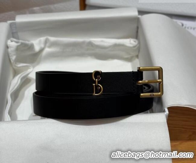 Best Quality Dior Saddle Loop Belt 2cm in Smooth Leather with CD Pin Buckle DR031705 Black/Gold 2026