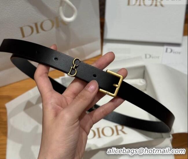 Best Quality Dior Saddle Loop Belt 2cm in Smooth Leather with CD Pin Buckle DR031705 Black/Gold 2026