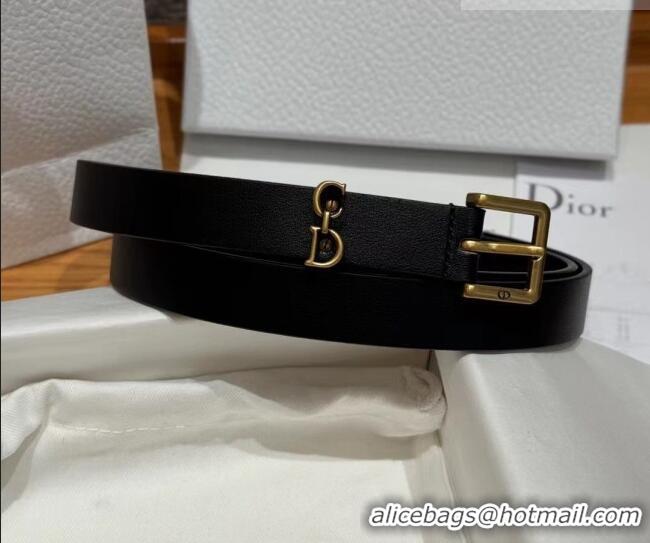 Best Quality Dior Saddle Loop Belt 2cm in Smooth Leather with CD Pin Buckle DR031705 Black/Gold 2026