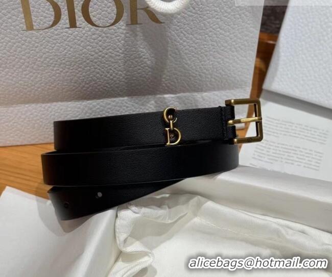 Best Quality Dior Saddle Loop Belt 2cm in Smooth Leather with CD Pin Buckle DR031705 Black/Gold 2026