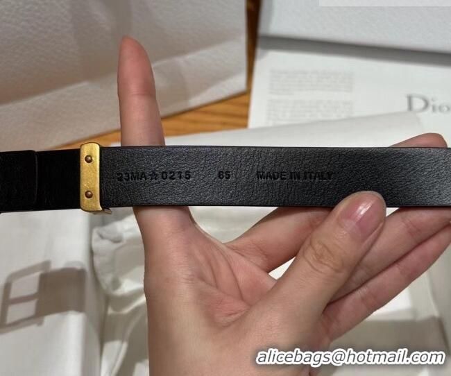 Best Quality Dior Saddle Loop Belt 2cm in Smooth Leather with CD Pin Buckle DR031705 Black/Gold 2026
