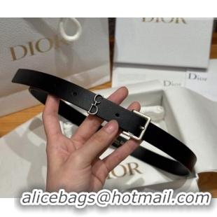 New Fashion Dior Saddle Loop Belt 2cm in Smooth Leather with CD Pin Buckle DR031705 Black/Silver 2026