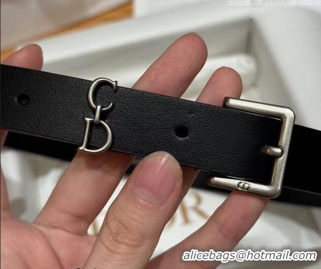 New Fashion Dior Saddle Loop Belt 2cm in Smooth Leather with CD Pin Buckle DR031705 Black/Silver 2026