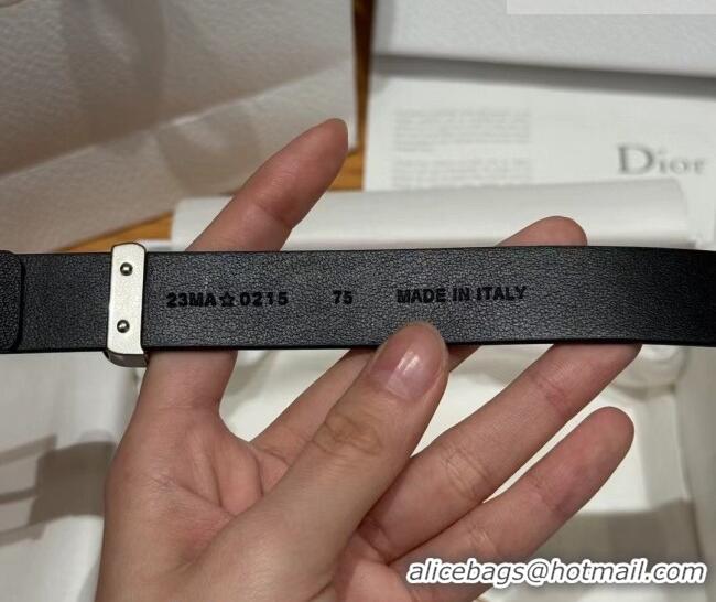 New Fashion Dior Saddle Loop Belt 2cm in Smooth Leather with CD Pin Buckle DR031705 Black/Silver 2026