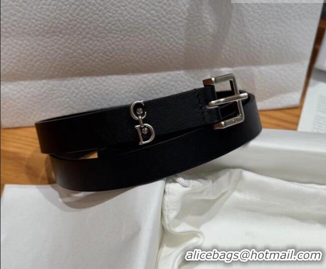 New Fashion Dior Saddle Loop Belt 2cm in Smooth Leather with CD Pin Buckle DR031705 Black/Silver 2026