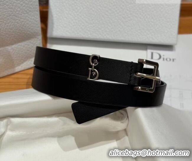 New Fashion Dior Saddle Loop Belt 2cm in Smooth Leather with CD Pin Buckle DR031705 Black/Silver 2026