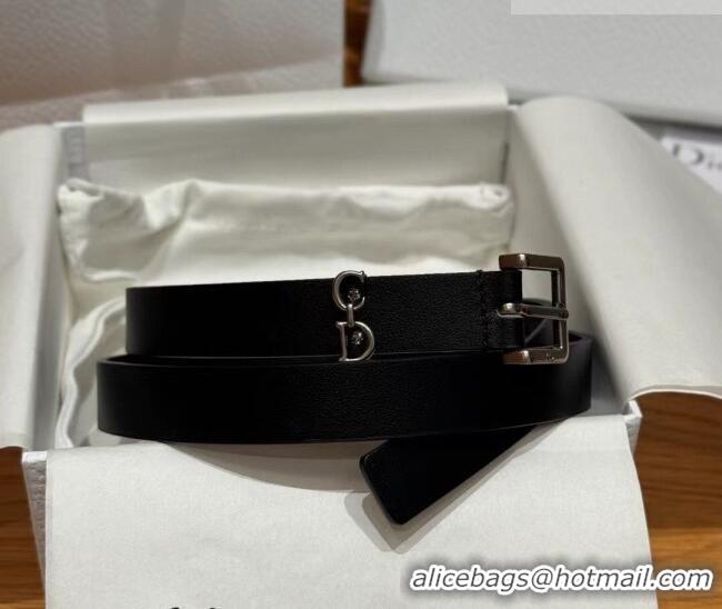 New Fashion Dior Saddle Loop Belt 2cm in Smooth Leather with CD Pin Buckle DR031705 Black/Silver 2026