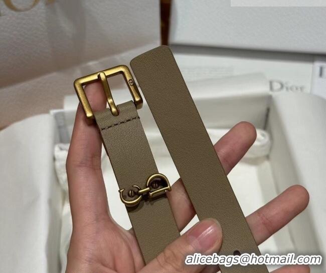 Discount Dior Saddle Loop Belt 2cm in Smooth Leather with CD Pin Buckle DR031705 Khaki/Gold 2026
