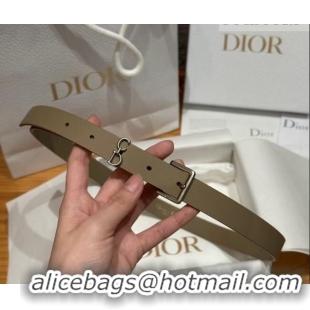 Inexpensive Dior Saddle Loop Belt 2cm in Smooth Leather with CD Pin Buckle DR031705 Khaki/Silver 2026