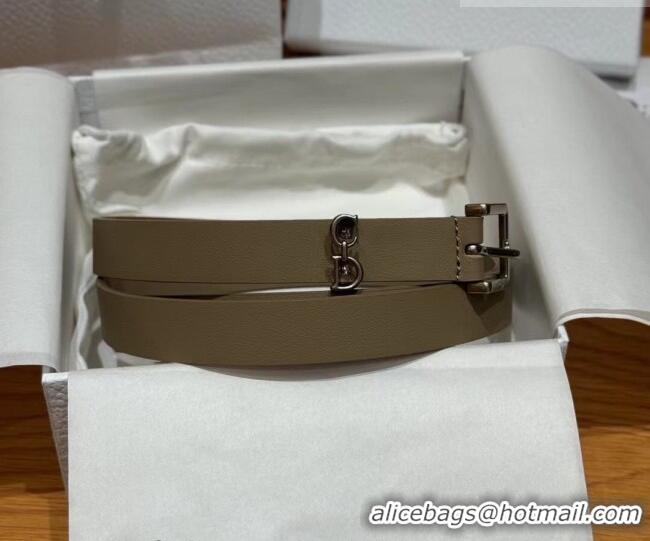 Inexpensive Dior Saddle Loop Belt 2cm in Smooth Leather with CD Pin Buckle DR031705 Khaki/Silver 2026