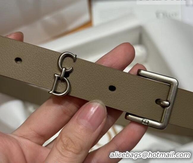 Inexpensive Dior Saddle Loop Belt 2cm in Smooth Leather with CD Pin Buckle DR031705 Khaki/Silver 2026
