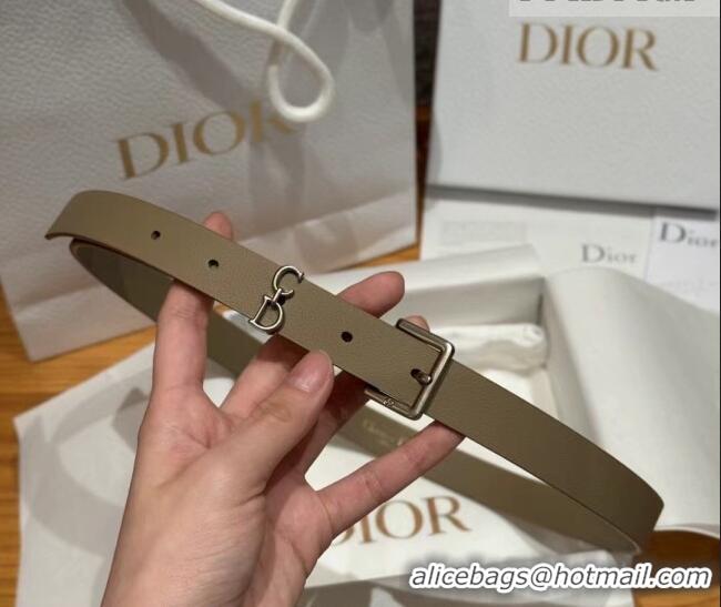 Inexpensive Dior Saddle Loop Belt 2cm in Smooth Leather with CD Pin Buckle DR031705 Khaki/Silver 2026
