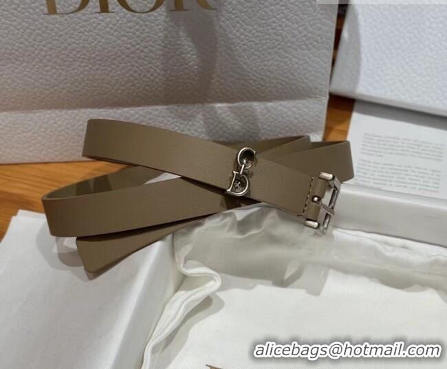 Inexpensive Dior Saddle Loop Belt 2cm in Smooth Leather with CD Pin Buckle DR031705 Khaki/Silver 2026