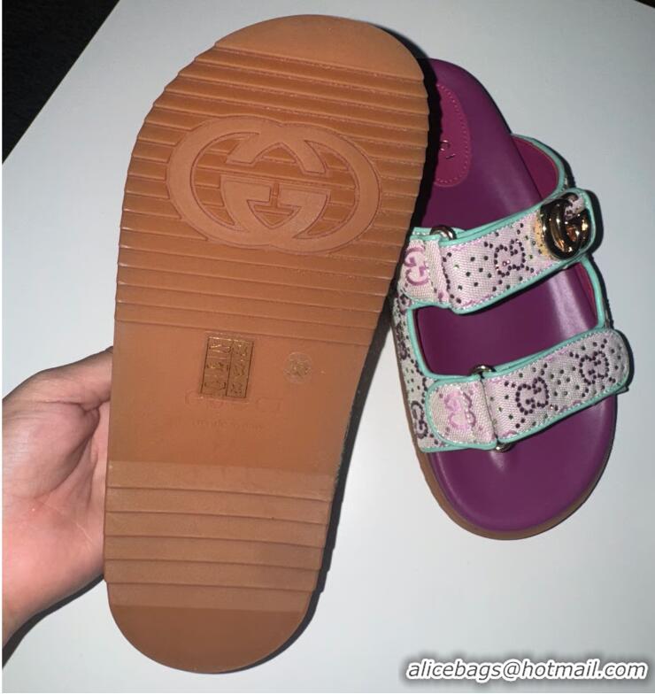 ​Top Grade Gucci Moritz Embellished Canvas-Jacquard Slides 780066 Purple