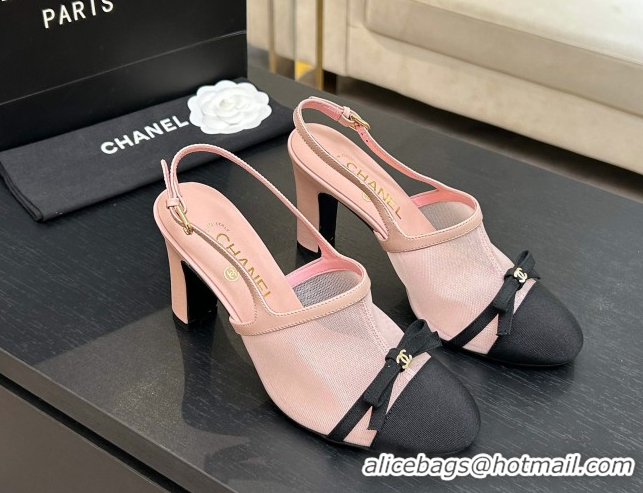 Good Product Chanel Mesh & Grosgrain Slingbacks Pump 9cm with Bow G47021 Pink 2026