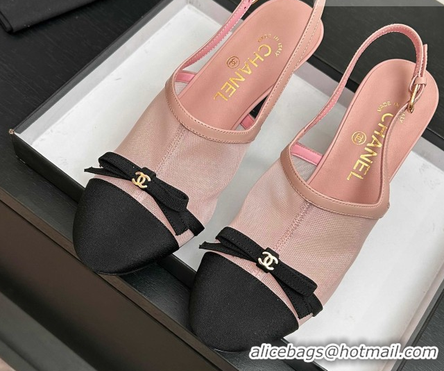 Good Product Chanel Mesh & Grosgrain Slingbacks Pump 9cm with Bow G47021 Pink 2026