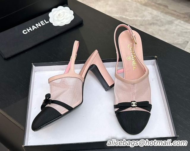Good Product Chanel Mesh & Grosgrain Slingbacks Pump 9cm with Bow G47021 Pink 2026
