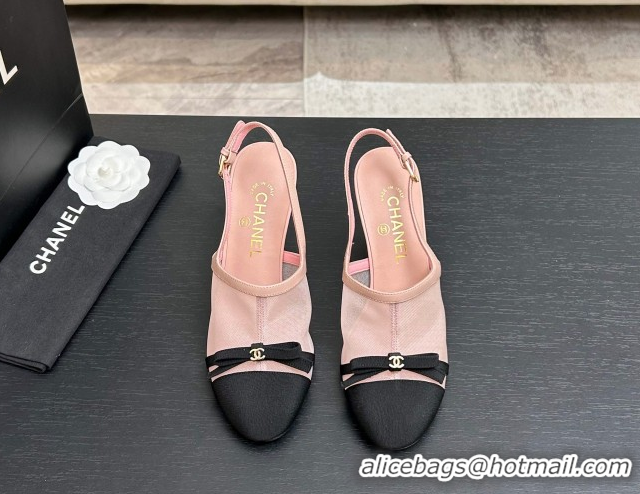 Good Product Chanel Mesh & Grosgrain Slingbacks Pump 9cm with Bow G47021 Pink 2026
