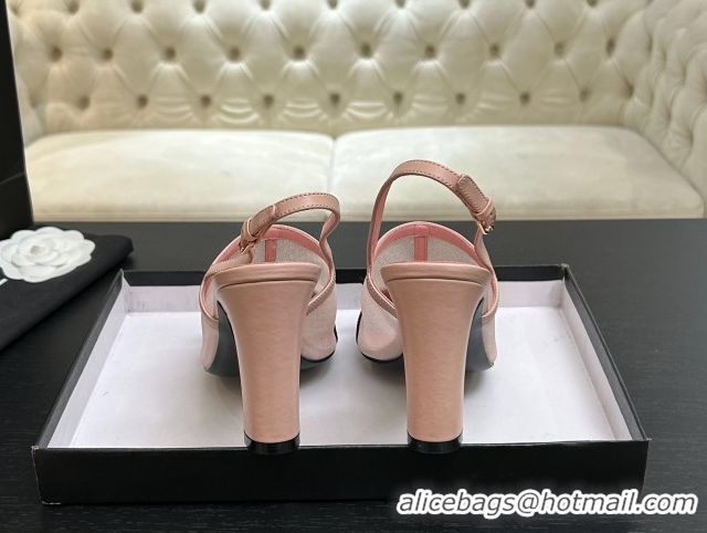 Good Product Chanel Mesh & Grosgrain Slingbacks Pump 9cm with Bow G47021 Pink 2026