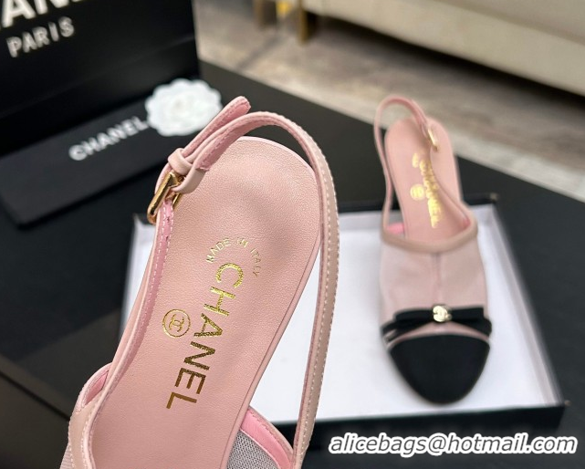 Good Product Chanel Mesh & Grosgrain Slingbacks Pump 9cm with Bow G47021 Pink 2026