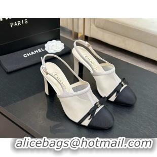 Popular Style Chanel Mesh & Grosgrain Slingbacks Pump 9cm with Bow G47021 White 2026