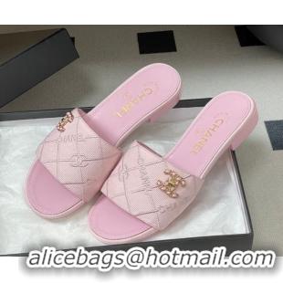 Good Looking Chanel Quilted Cotton Flat Slides Sandal CH030902 Pink 2026