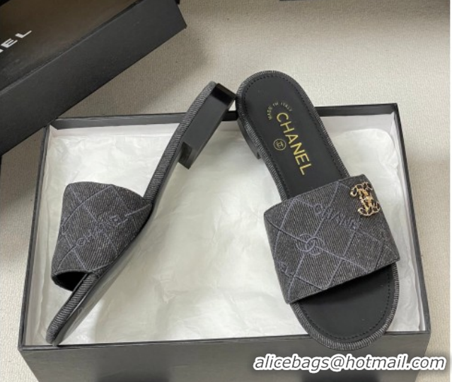 Best Grade Chanel Quilted Cotton Flat Slides Sandal CH030902 Black 2026