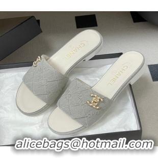 Shop Duplicate Chanel Quilted Cotton Flat Slides Sandal CH030902 Grey 2026