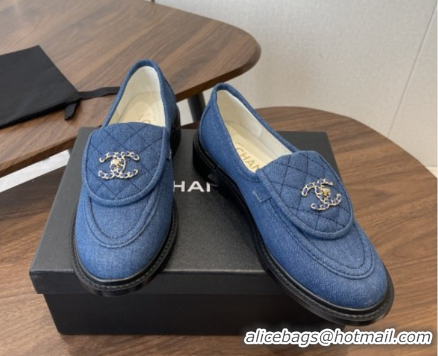 Pretty Style Chanel Cotton Mocassins Loafers G47119 Denim Blue 2026