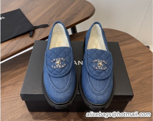 Pretty Style Chanel Cotton Mocassins Loafers G47119 Denim Blue 2026