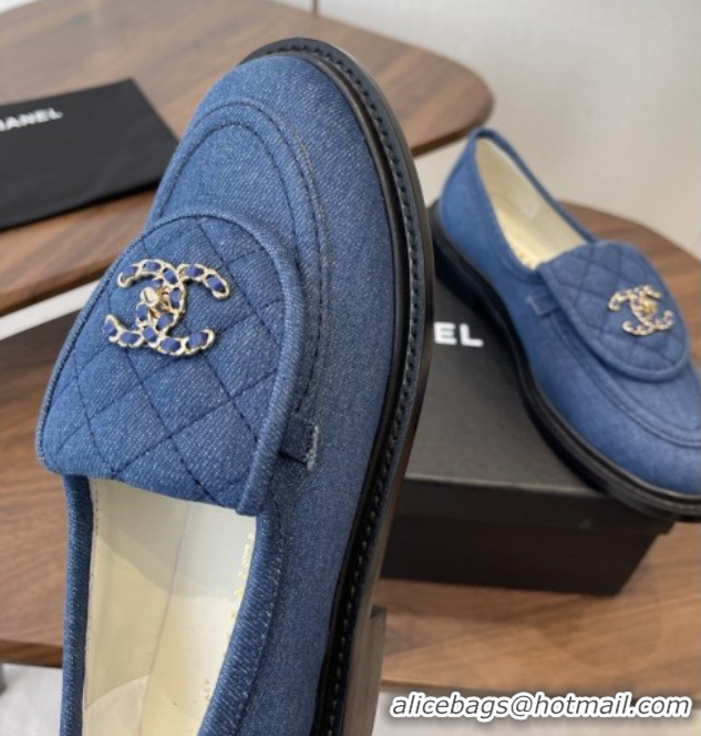 Pretty Style Chanel Cotton Mocassins Loafers G47119 Denim Blue 2026