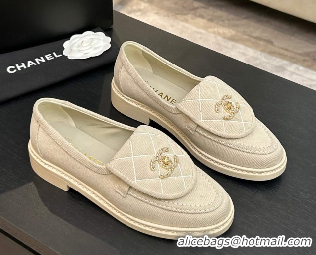 Shop Duplicate Chanel Corduroy Mocassins Loafers G47119 Beige 2026