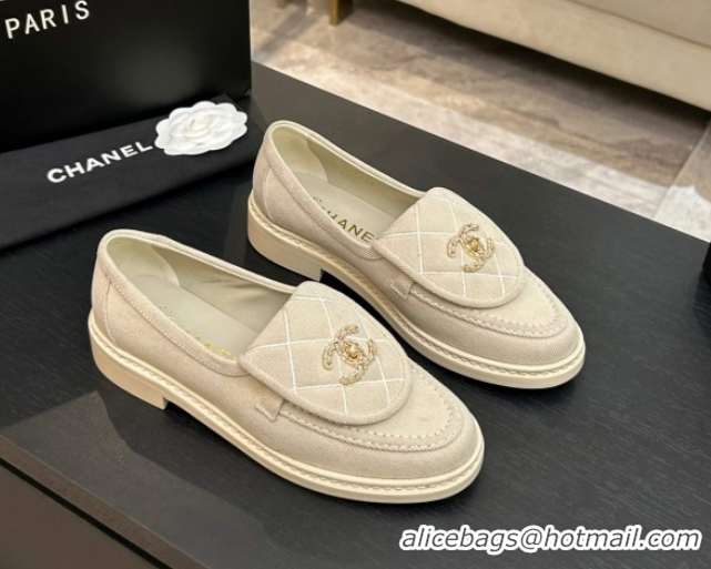 Shop Duplicate Chanel Corduroy Mocassins Loafers G47119 Beige 2026