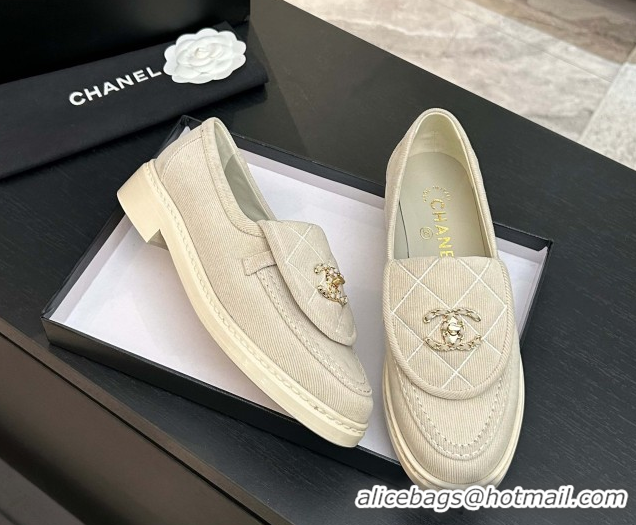 Shop Duplicate Chanel Corduroy Mocassins Loafers G47119 Beige 2026