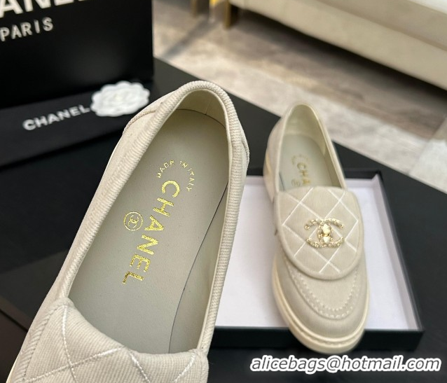 Shop Duplicate Chanel Corduroy Mocassins Loafers G47119 Beige 2026