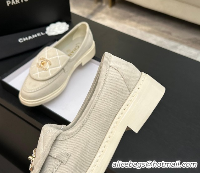 Shop Duplicate Chanel Corduroy Mocassins Loafers G47119 Beige 2026