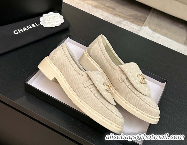 Shop Duplicate Chanel Corduroy Mocassins Loafers G47119 Beige 2026
