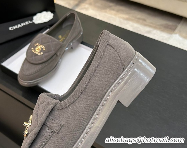 Stylish Chanel Corduroy Mocassins Loafers G47119 Grey 2026