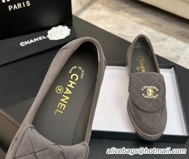 Stylish Chanel Corduroy Mocassins Loafers G47119 Grey 2026