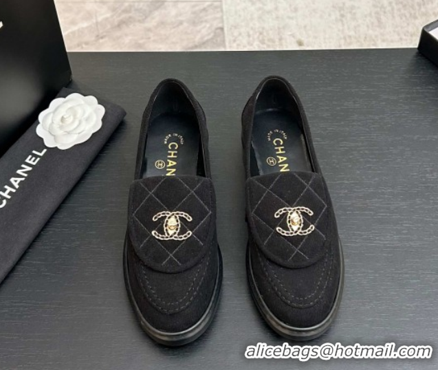 Good Quality Chanel Corduroy Mocassins Loafers G47119 Black 2026